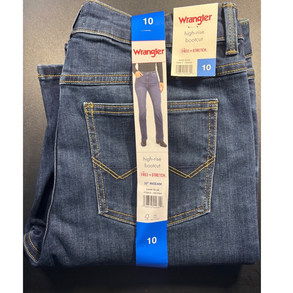 Wrangler 10 High Rise Bootcut Jeans Womens Dark Blue 1802564